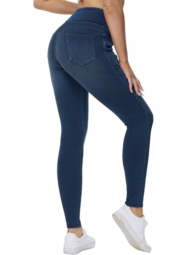 The Gym People Women's High-Waisted Jeggings with Pockets Stretchy Tummy Control Skinny Jeans
